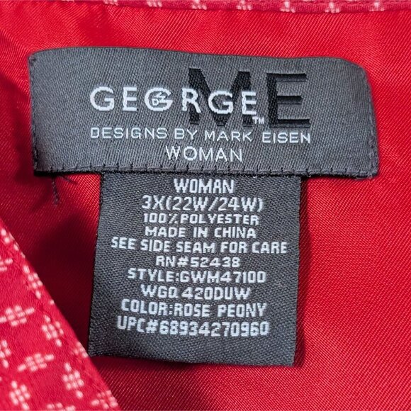 Y2K George Babydoll Top Geometric V Neck Flutter Sleeve Flowy 3X(22W/24W) Plus - Picture 8 of 9